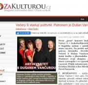 Večery S startují počtvrté. Patronem je Dušan Vančura